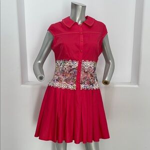 Elegant Red Floral Women's Dress